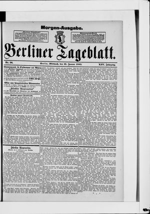 Berliner Tageblatt und Handels-Zeitung vom 21.01.1885