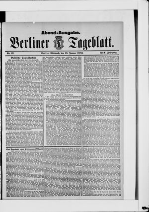 Berliner Tageblatt und Handels-Zeitung vom 21.01.1885