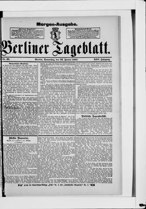 Berliner Tageblatt und Handels-Zeitung vom 22.01.1885