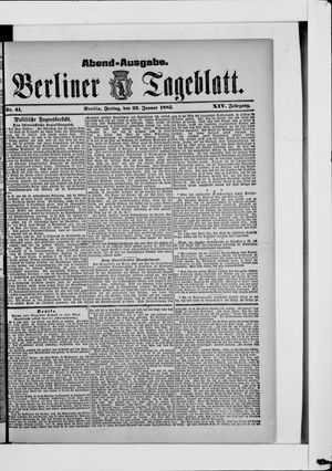 Berliner Tageblatt und Handels-Zeitung vom 23.01.1885