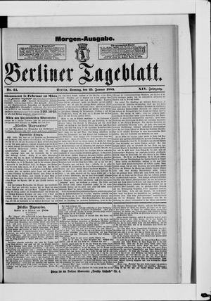 Berliner Tageblatt und Handels-Zeitung vom 25.01.1885