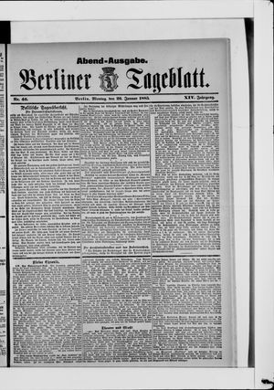 Berliner Tageblatt und Handels-Zeitung vom 26.01.1885