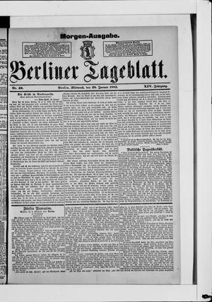 Berliner Tageblatt und Handels-Zeitung on Jan 28, 1885