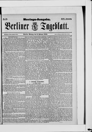 Berliner Tageblatt und Handels-Zeitung vom 02.02.1885