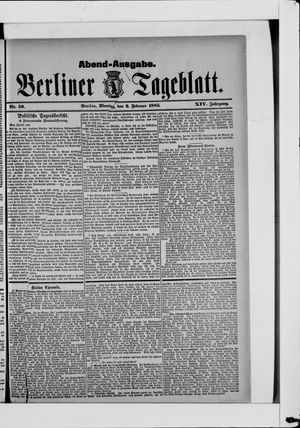 Berliner Tageblatt und Handels-Zeitung vom 02.02.1885