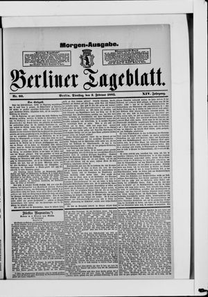 Berliner Tageblatt und Handels-Zeitung vom 03.02.1885