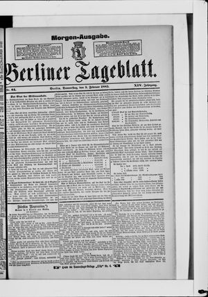 Berliner Tageblatt und Handels-Zeitung vom 05.02.1885