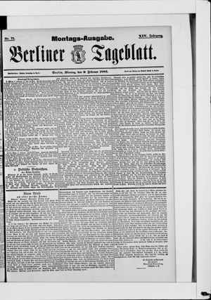 Berliner Tageblatt und Handels-Zeitung vom 09.02.1885