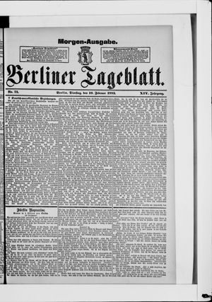Berliner Tageblatt und Handels-Zeitung vom 10.02.1885