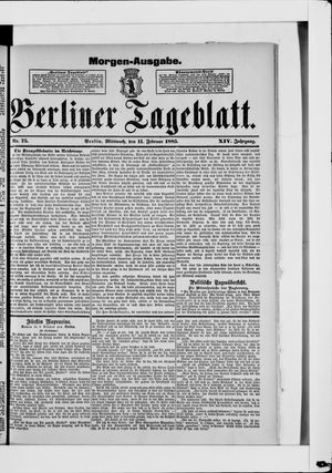 Berliner Tageblatt und Handels-Zeitung on Feb 11, 1885