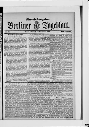 Berliner Tageblatt und Handels-Zeitung vom 11.02.1885