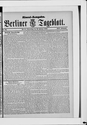 Berliner Tageblatt und Handels-Zeitung vom 12.02.1885