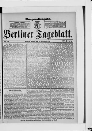 Berliner Tageblatt und Handels-Zeitung on Feb 13, 1885