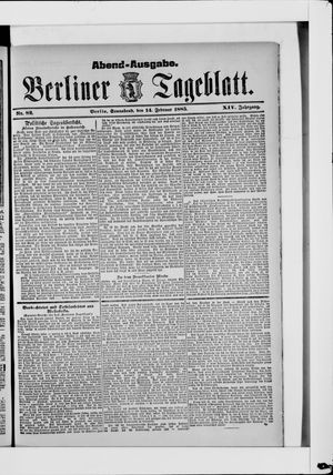 Berliner Tageblatt und Handels-Zeitung vom 14.02.1885