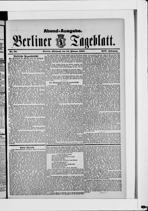 Berliner Tageblatt und Handels-Zeitung vom 18.02.1885