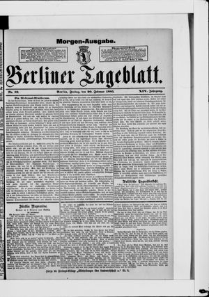 Berliner Tageblatt und Handels-Zeitung vom 20.02.1885
