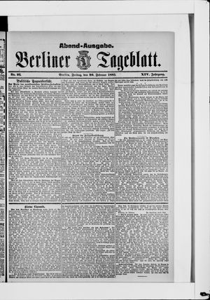 Berliner Tageblatt und Handels-Zeitung vom 20.02.1885