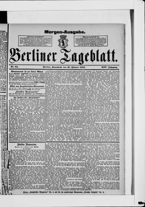 Berliner Tageblatt und Handels-Zeitung on Feb 21, 1885