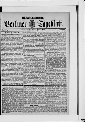 Berliner Tageblatt und Handels-Zeitung vom 24.02.1885