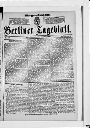 Berliner Tageblatt und Handels-Zeitung vom 14.03.1885