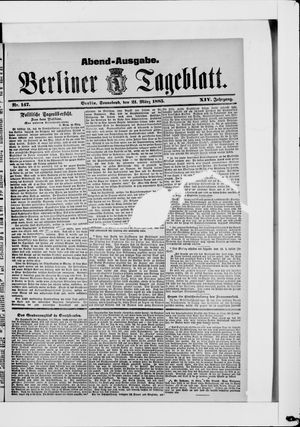 Berliner Tageblatt und Handels-Zeitung vom 21.03.1885