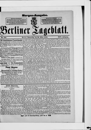 Berliner Tageblatt und Handels-Zeitung vom 26.03.1885