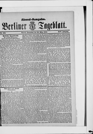 Berliner Tageblatt und Handels-Zeitung vom 28.03.1885