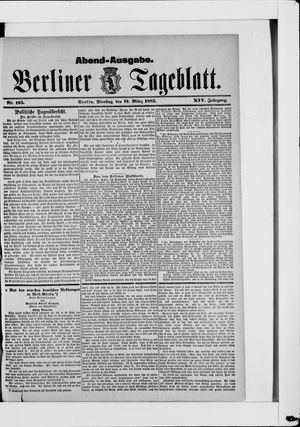 Berliner Tageblatt und Handels-Zeitung vom 31.03.1885