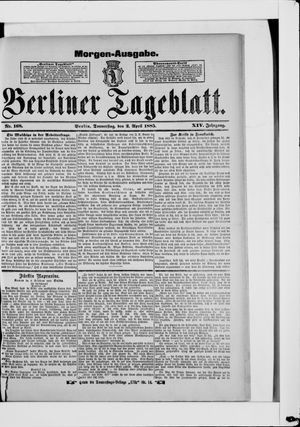 Berliner Tageblatt und Handels-Zeitung vom 02.04.1885