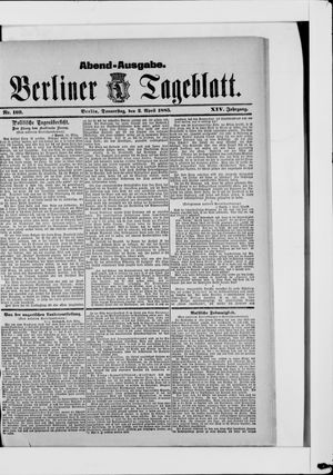 Berliner Tageblatt und Handels-Zeitung vom 02.04.1885