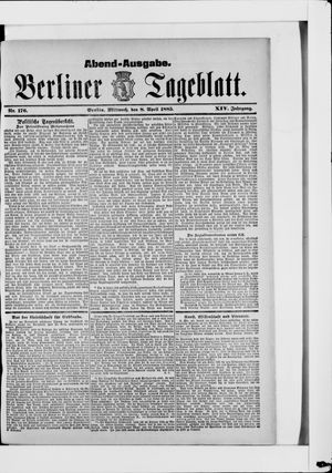 Berliner Tageblatt und Handels-Zeitung on Apr 8, 1885