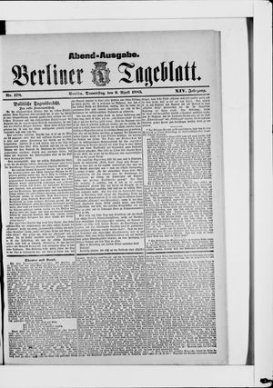 Berliner Tageblatt und Handels-Zeitung on Apr 9, 1885
