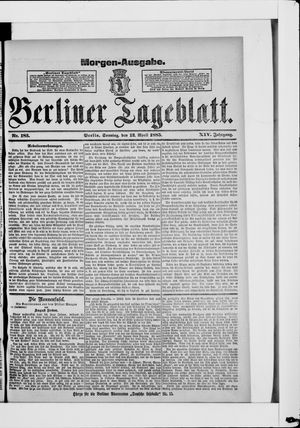 Berliner Tageblatt und Handels-Zeitung vom 12.04.1885