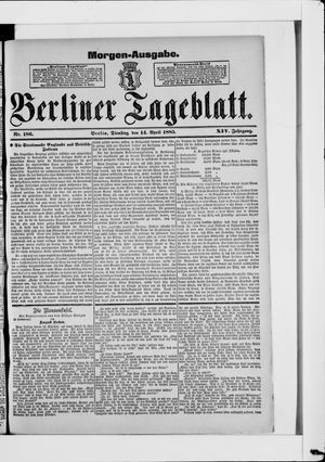 Berliner Tageblatt und Handels-Zeitung vom 14.04.1885