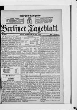 Berliner Tageblatt und Handels-Zeitung on Apr 15, 1885