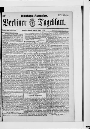 Berliner Tageblatt und Handels-Zeitung on Apr 20, 1885