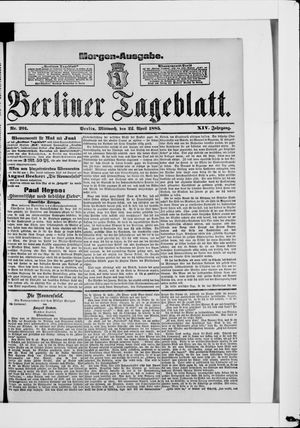 Berliner Tageblatt und Handels-Zeitung on Apr 22, 1885