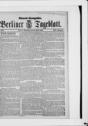 Berliner Tageblatt und Handels-Zeitung on Apr 23, 1885