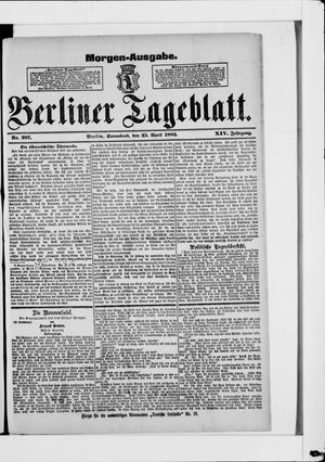 Berliner Tageblatt und Handels-Zeitung vom 25.04.1885