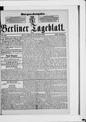 Berliner Tageblatt und Handels-Zeitung on Apr 29, 1885