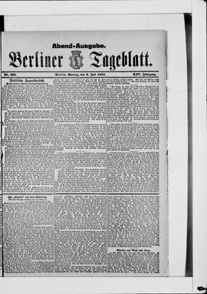 Berliner Tageblatt und Handels-Zeitung vom 06.07.1885