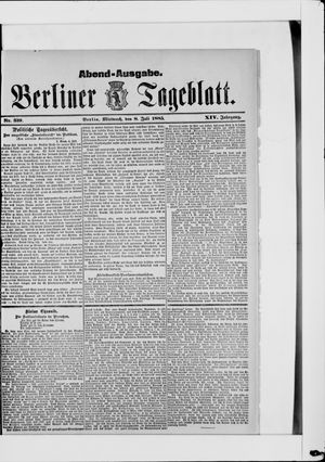 Berliner Tageblatt und Handels-Zeitung vom 08.07.1885