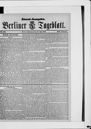 Berliner Tageblatt und Handels-Zeitung vom 11.07.1885
