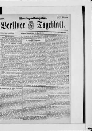 Berliner Tageblatt und Handels-Zeitung vom 13.07.1885