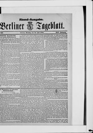 Berliner Tageblatt und Handels-Zeitung vom 14.07.1885