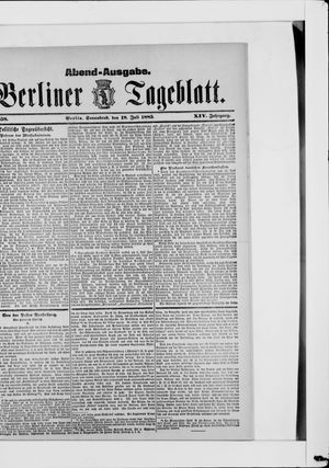Berliner Tageblatt und Handels-Zeitung vom 18.07.1885