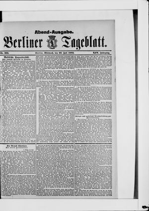 Berliner Tageblatt und Handels-Zeitung vom 22.07.1885