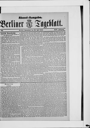 Berliner Tageblatt und Handels-Zeitung vom 25.07.1885