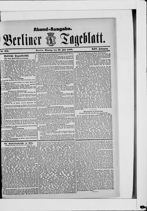Berliner Tageblatt und Handels-Zeitung vom 27.07.1885