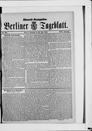 Berliner Tageblatt und Handels-Zeitung vom 28.07.1885